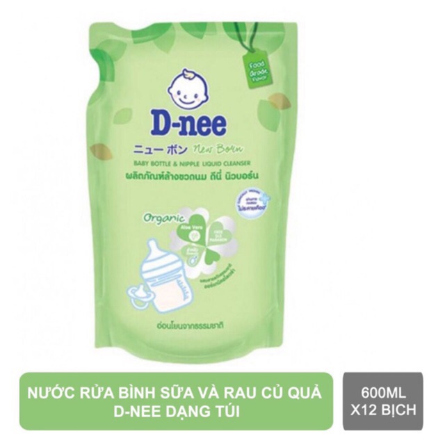 SỈ THÙNG 12 TÚI NƯỚC RỬA BÌNH SỮA DNEE 600ML
