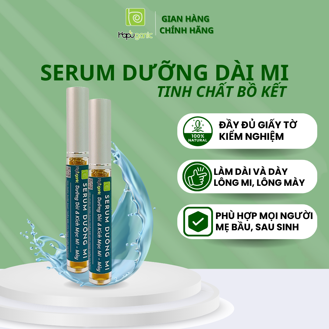 Serum dưỡng mi - mày Hapuganic - Giúp mi chắc khỏe cong dài tự nhiên - Kích thích mọc mi nhanh dài