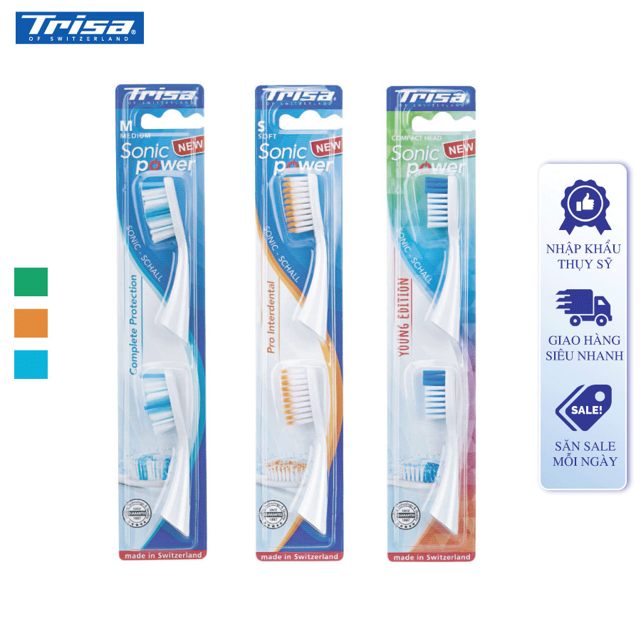 Đầu bàn chải pin trisa - đầu thay thế bàn chải pin nhập khẩu từ thụy sỹ