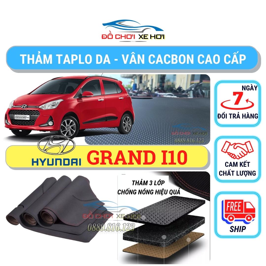 Thảm phủ taplo da xe Hyundai I10 2014- 2022, thảm taplo da vân cacbon