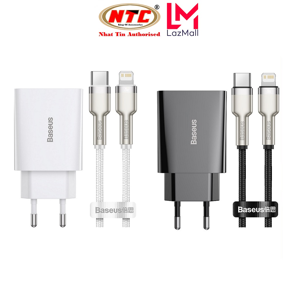 Cốc sạc nhanh Baseus Speed Mini TC-012PD20 TypeC PD 20W / Bộ sạc kèm cáp Cafule Metal TypeC to Lightning PD20W dài 1M - Nhat Tin Authorised Store