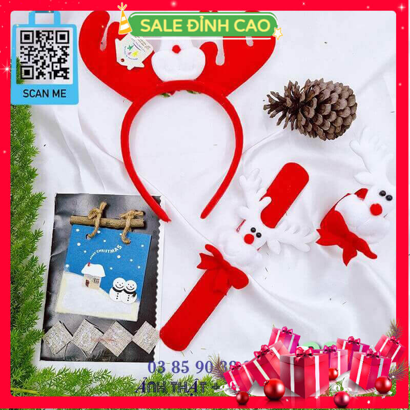 Cài tóc Noel nam nữ, băng đô Giáng Sinh trẻ em, phụ kiện tóc Merry Christmas sừng tuần lộc đẹp độc lạ - thương hiệu Vợ Chồng Tôi