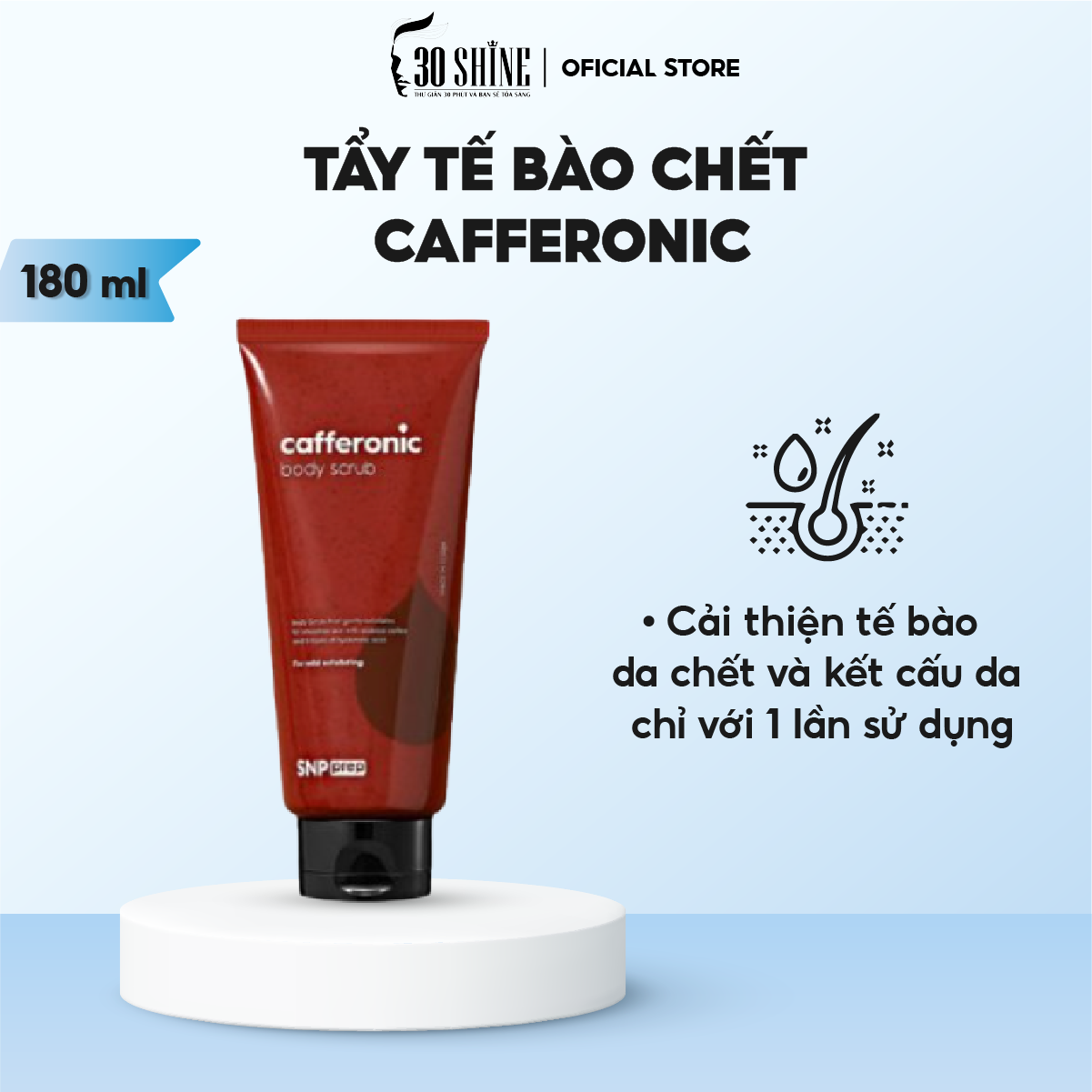 Tẩy tế bào chết toàn thân cafferonic - snp prep cafferonic body scrub 180ml 30shine phân phối chính hãng