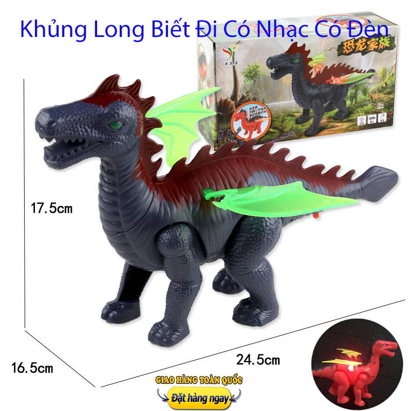 Khủng Long Một Đầu biết đi có đèn và nhạc, âm thanh vui nhộn, Món Quà Thú Vị Tặng Bé