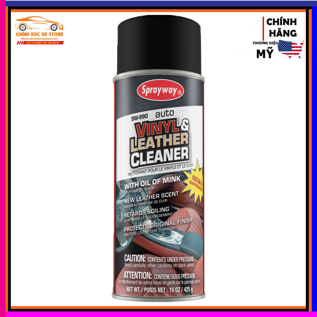 Sprayway 990 Chai xịt vệ sinh và bảo vệ đồ da Sprayway Vinyl & Leather Cleaner 425g