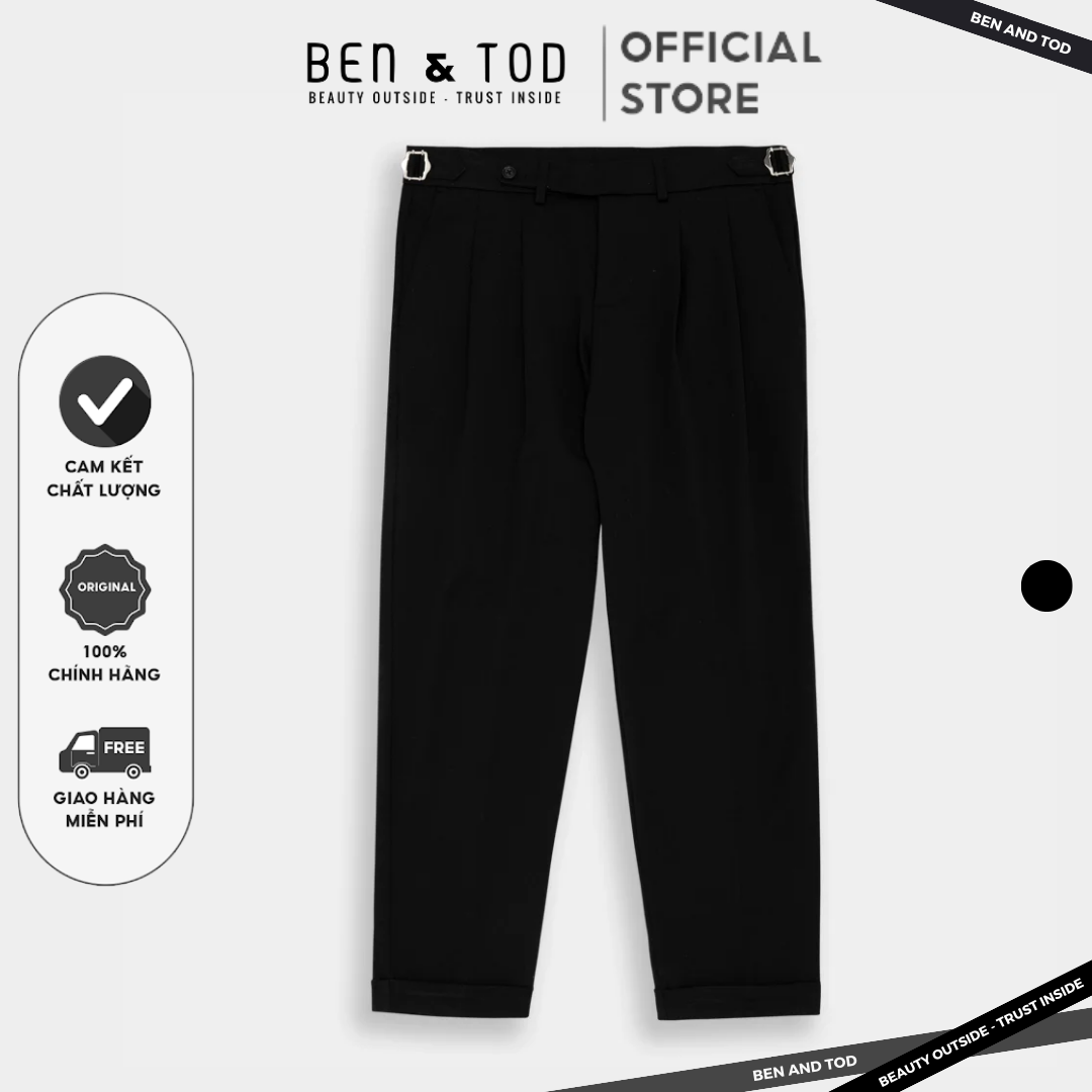 Quần Tây Form SLIM FIT SL2120BB034 BEN & TOD Side Tab công sở co giãn tôn dáng dày dặn nam tính OUTLET 349