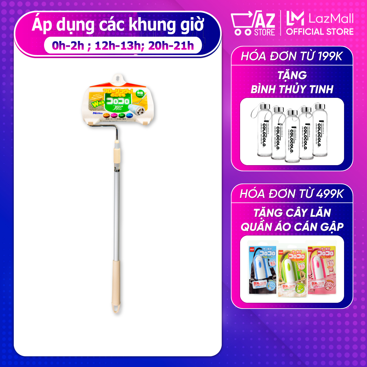 Cây Lăn Bụi Sàn Nhà Cán Dài COLOCOLO Nhật Bản- Lăn Sạch Mọi Bụi Bẩn Vụn Thức Ăn Lông Thú Cưng Tóc Bụi Li Ti C2470