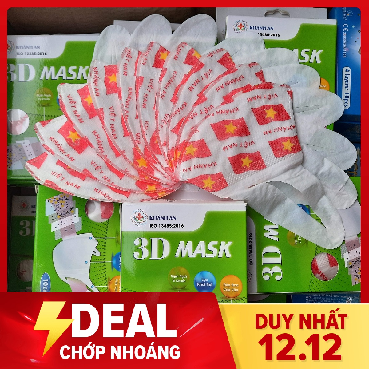 Khẩu trang y tế 4 lớp 3D MASK KHÁNH AN ngăn ngừa vi khuẩn lọc khói bụi dây đeo vải siêu vừa vặn, Không bí thở
