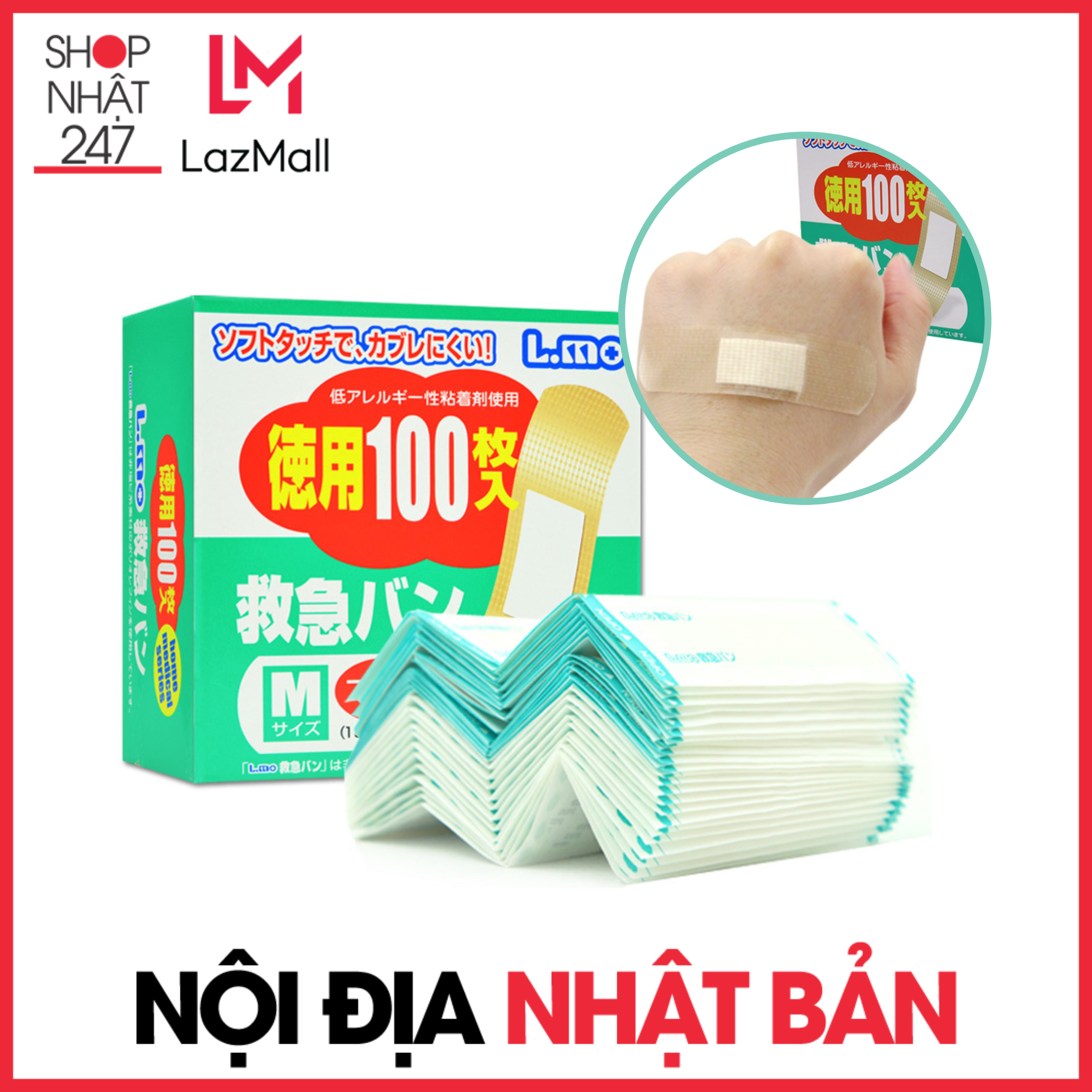 Băng Keo Cá Nhân Set 100 miếng urgo dán vết thương cao cấp nội địa Nhật Bản