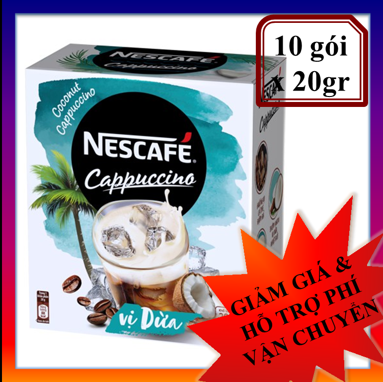 Cà phê hòa tan NESCAFE Cappuccino Vị Dừa (Hộp 10 gói x 20g)
