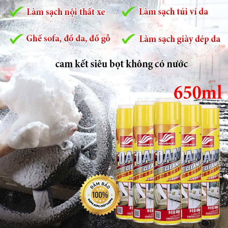 Chai xịt bọt FOAM vệ sinh Nội thất ô tô, túi ví da, giày dép, ghế sofa - Hàng Công Ty HAOSHUN