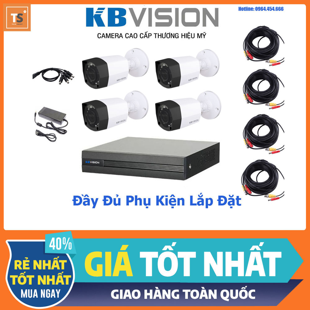 Bộ Camera Giám Sát Kbvision 4 Kênh 720P – Trọn Bộ Camera Quan Sát Đầy Đủ Phụ Kiện Lắp Đặt