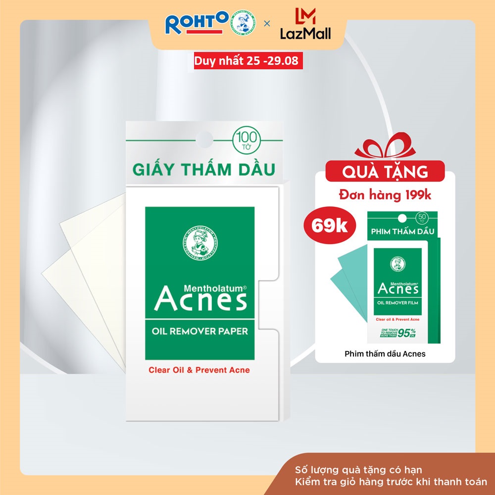 Giấy thấm dầu kiểm soát nhờn, ngừa mụn Acnes Oil Remover Paper 100 tờ