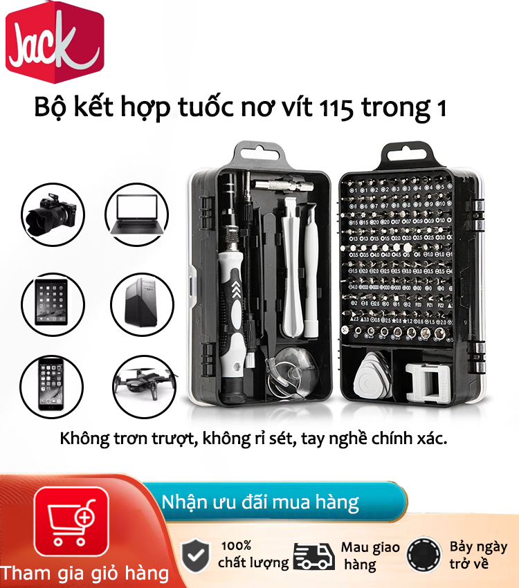 Jack tuốc nơ vít đa chức năng 115 trong 1 Bộ tuốc nơ vít gia đình Sửa chữa chuyên nghiệp Unlocker Screwdriver Tool cho điện thoại di động máy tính