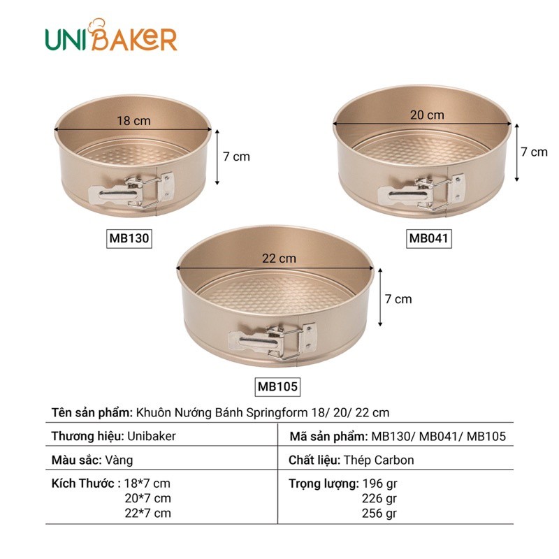 Khuôn nướng bánh Springform UNIBAKER