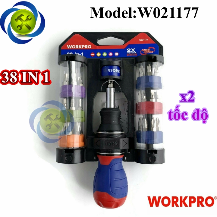 Bộ tua vít 38 chi tiết workpro w021177 nhân đôi tốc độ