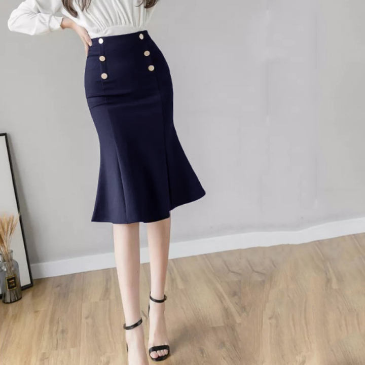 Chân váy đuôi cá dáng dài 60cm midi công sở, chất liệu thun 4 chiều, ôm body tôn dáng - VannhShop MS007