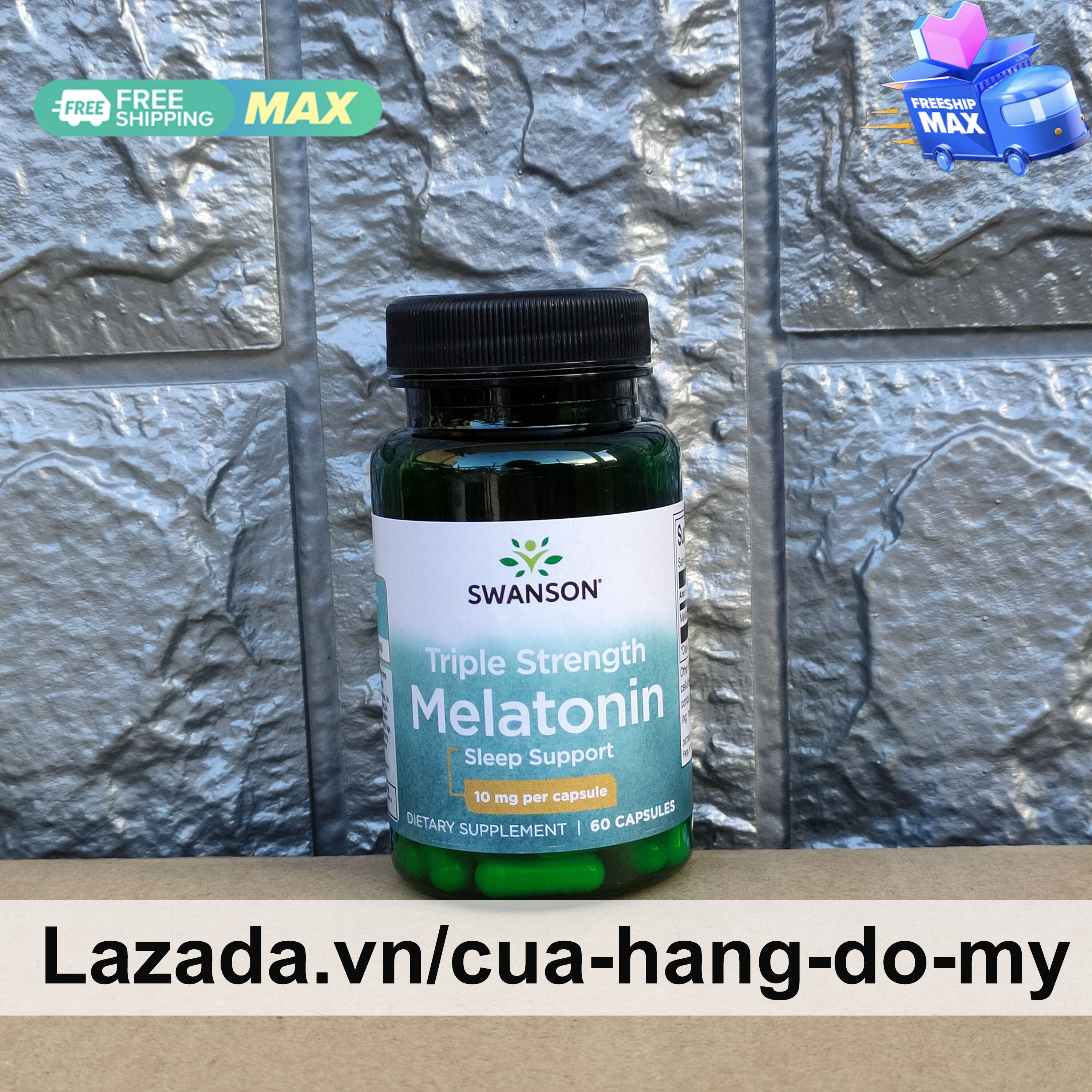 Viên uống Swanson Melatonin 10mg 60 viên Giúp Ngủ Sâu Giấc Không mùi - Triple Strength Melatonin 10 mg Sleep Support - Shop Hong1008