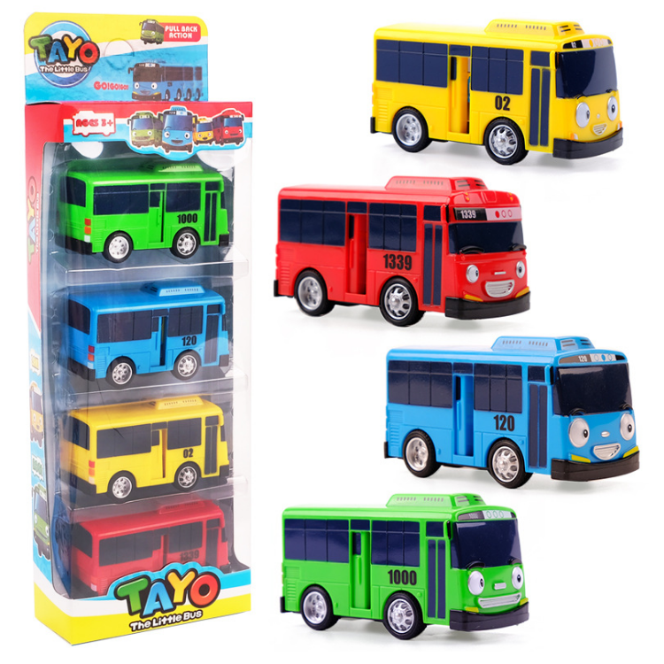 Bộ 4 xe ô tô buýt Tayo the little bus đồ chơi trẻ em gồm 4 xe