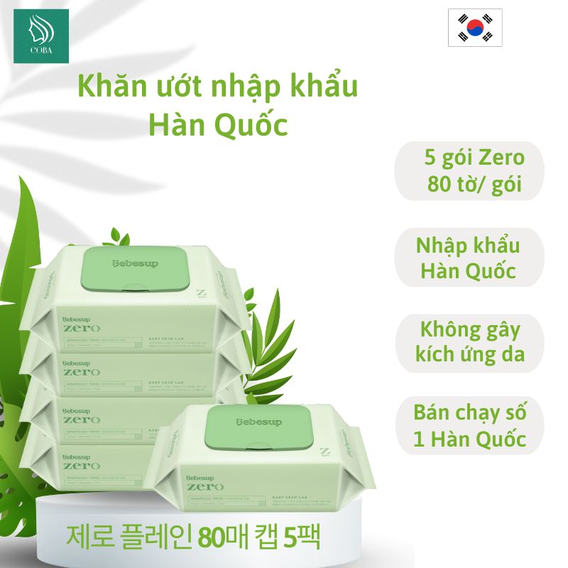 Khăn ướt hàn quốc bebesup zero 80 tờ/ gói -