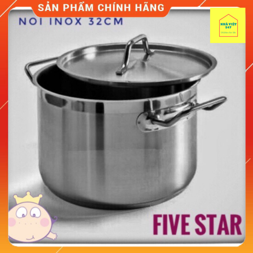 Nồi luộc gà Inox 430 Fivestar 32cm -dung tích 16 lít-Chống Han Rỉ-Hàng Dày Đẹp Sáng Bóng [ NhaViet247] Dụng Cụ Nhà Bếp,Xoong ,Nồi ,Tân Hợp Thành,Hàng Đẹp,Gía Rẻ,Hàng Chính Hãng -BH 5 Năm