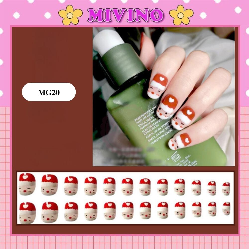 Móng tay giả noel mivino hộp 24 nailbox ông già noel giáng sinh ấm áp MG20