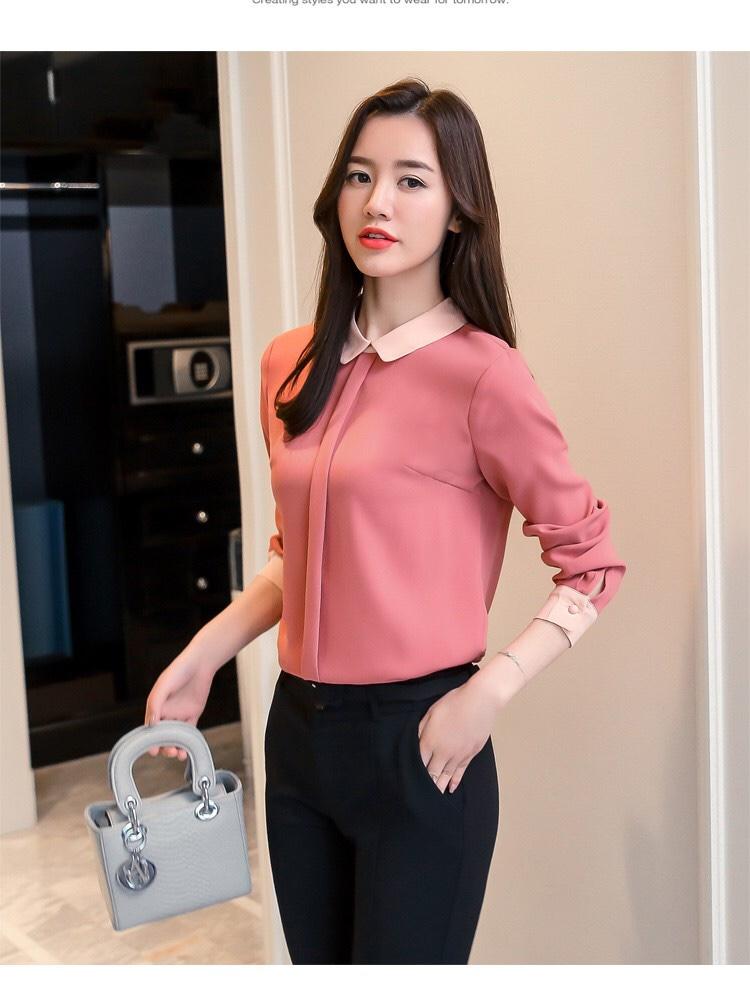 [HCM]Áo sơ mi nữ YSUN tay dài phối màu Nana - NX001.1 (Xanh ngọc - Hồng phấn)