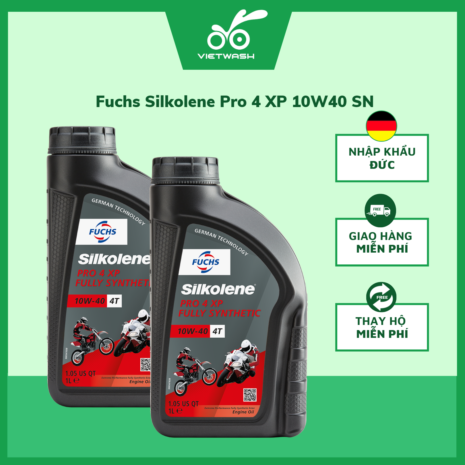 FUCHS Nhớt xe số Fuchs Silkolene Pro 4 XP 10W40 API SN 1L MIỄN PHÍ CÔNG