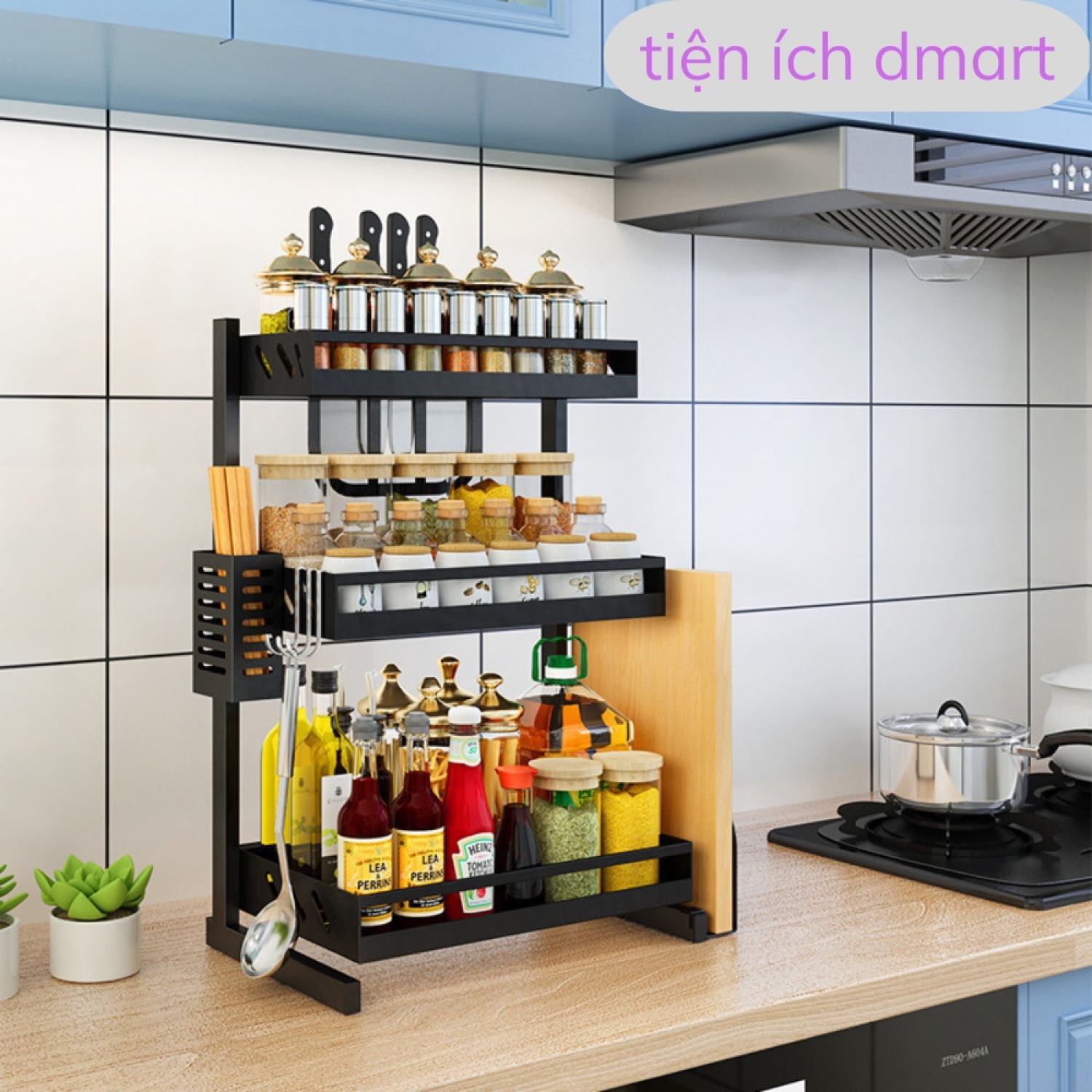 Kệ đựng gia vị inox 2 tầng, 3 tầng để đồ gọn gàng chắc chắn, kệ inox eccox để nhà bếp