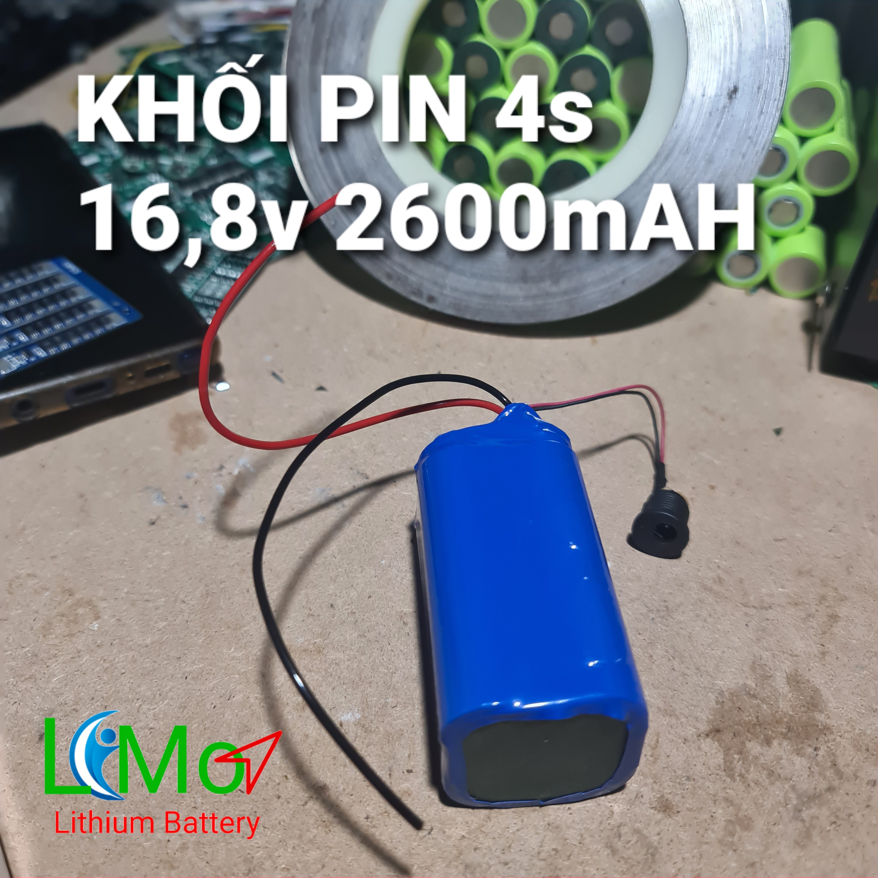 KHỐI PIN Lithium I-on 4S 16,8v (Pin cao cấp dòng xả cao 20A). Được đóng từ 4 cell Pin Lithium 18650 và Mạch bảo vệ pin 4S 20A - LiMo