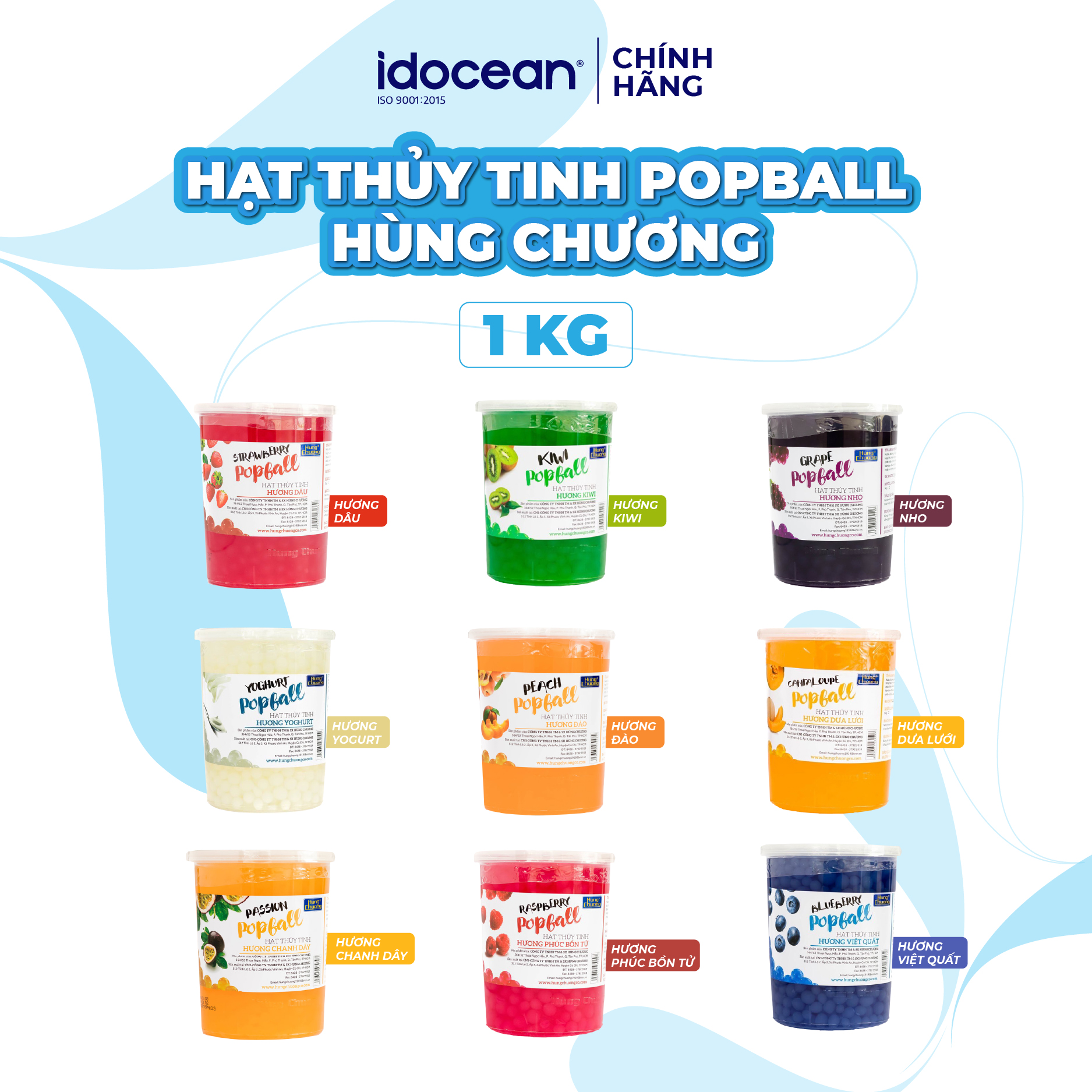 Hạt thủy tinh Hùng Chương hương trái cây 1KG - Hạt poppall, hạt nổ,... topping cho trà sữa, trà trái cây, ăn vặt,...