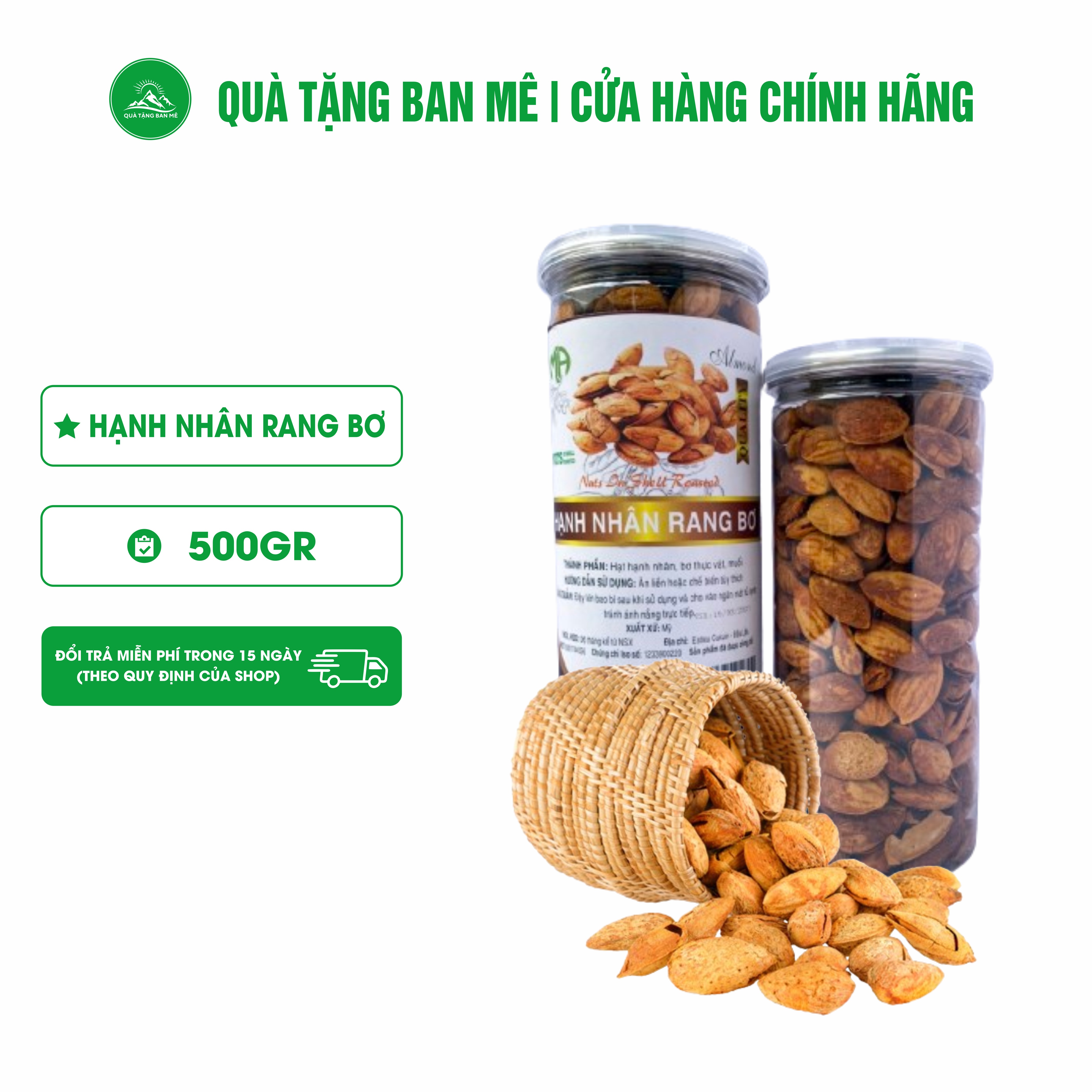 Hạnh nhân rang bơ vỏ mỏng ăn liền thơm ngon - Hạnh nhân loại 1 nhập khẩu từ Mỹ