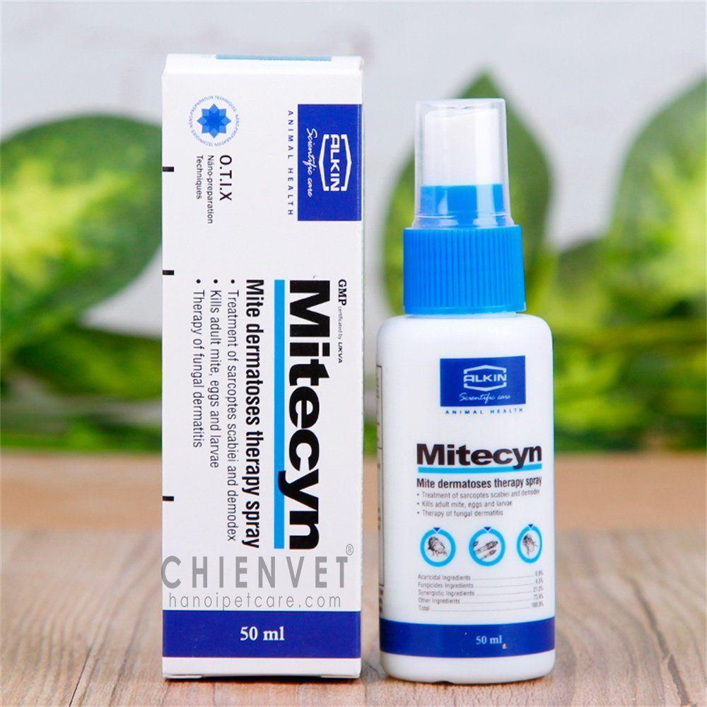 Xịt trị ghẻ nấm viêm da Mitecyn 50ml cho chó mèo