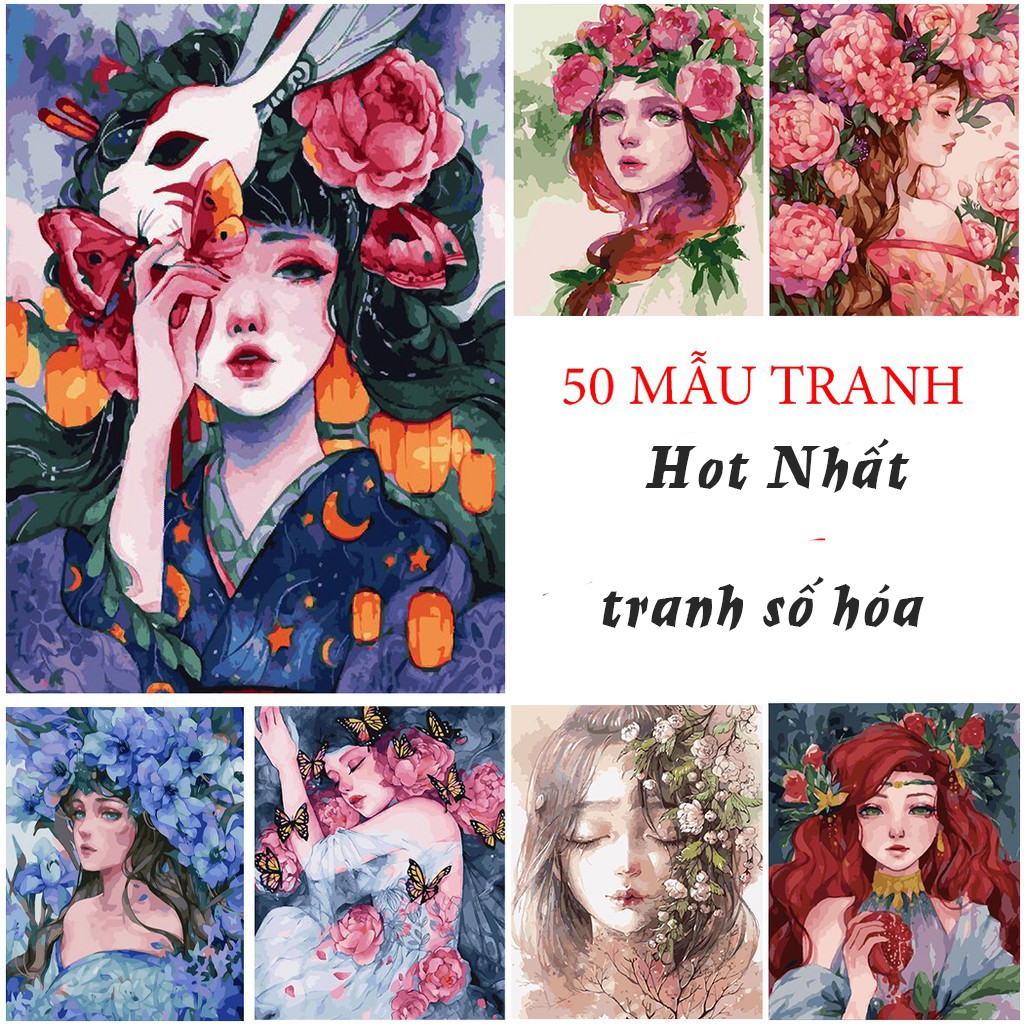 Tranh sơn dầu số hóa nàng thơ tổng hợp 50 mẫu đẹp nhất hàng có sẵn