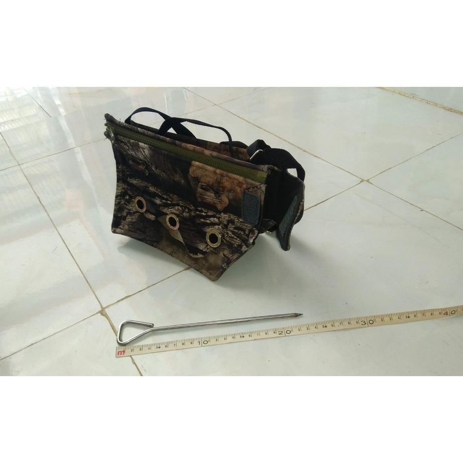 túi đựng gà mồi tặng kèm nọc inox chất liệu vải rằn ri , hàng chất lượng 100%