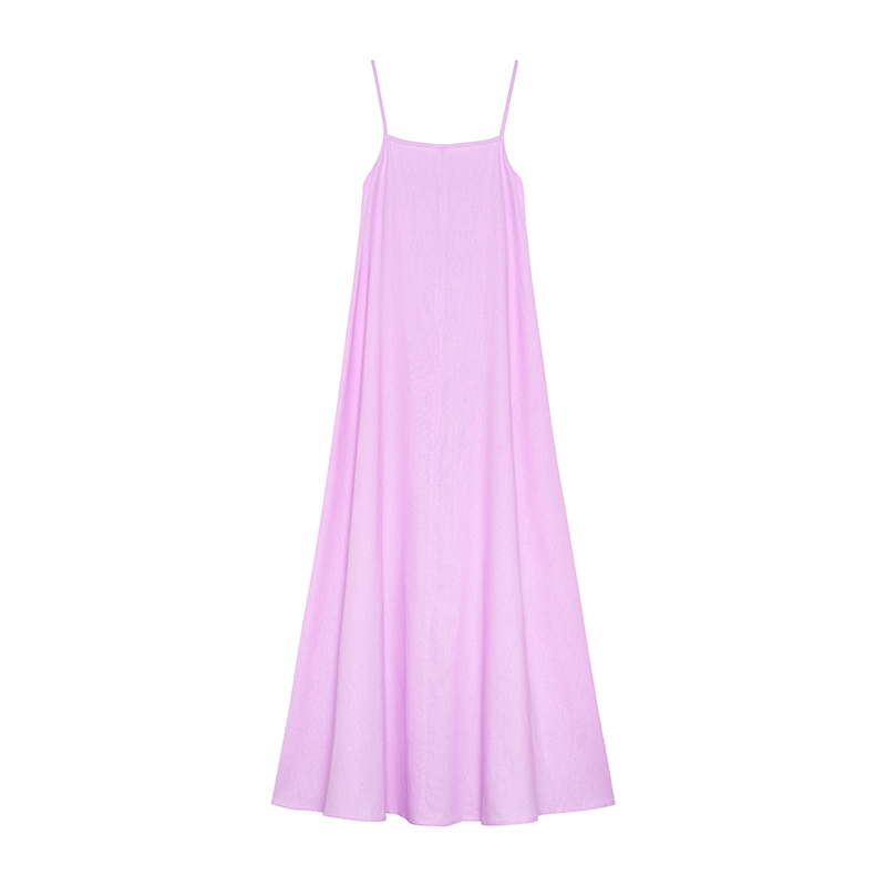 Nosbyn - đầm maxi linen hai dây màu lilac - n403-d001