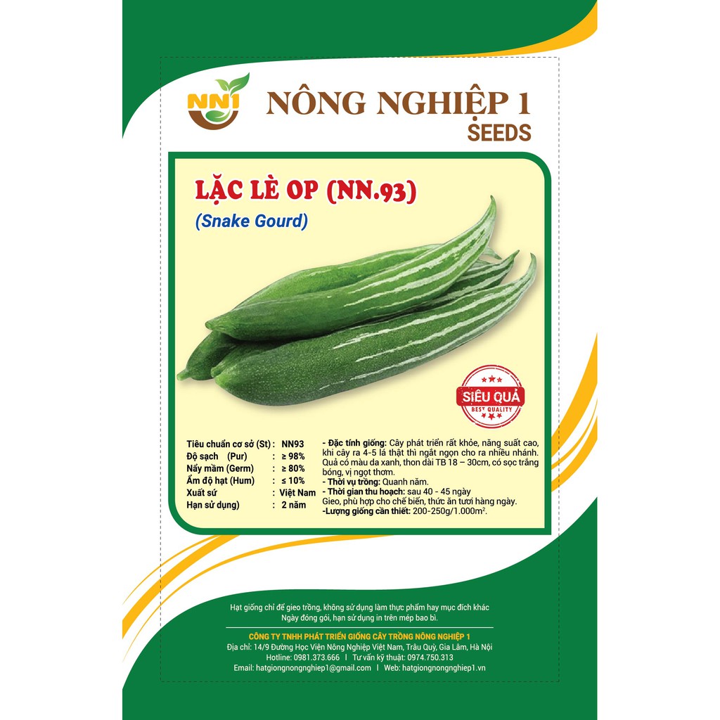 Hạt giống lặc lày cao sản gói 2 gram
