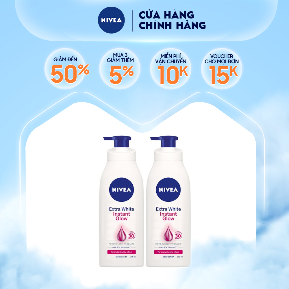 Combo 2 sữa dưỡng thể dưỡng trắng da nivea instant white spf30 350ml - 88320