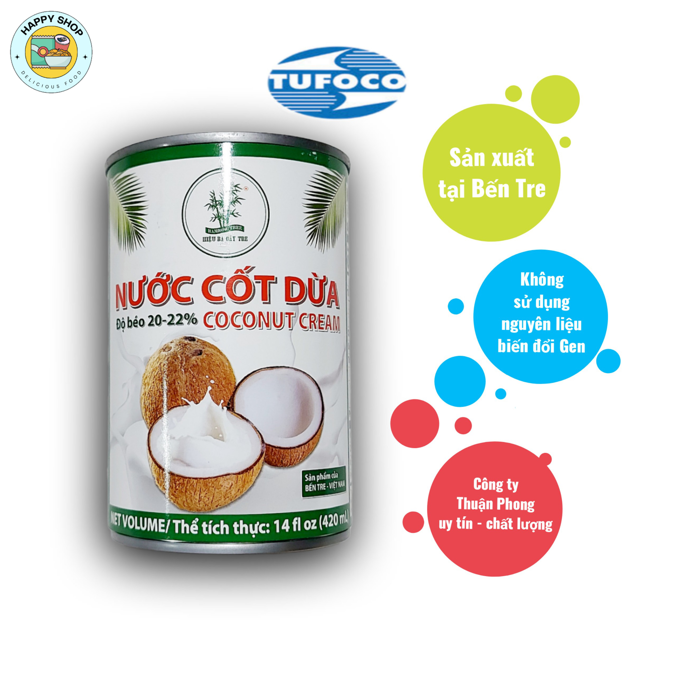 Nước cốt dừa cream thơm béo hiệu ba cây tre 400ml với độ béo 20-22%