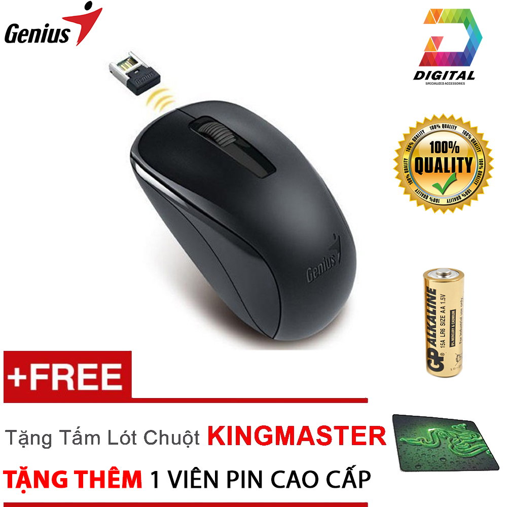 Combo Chuột Không Dây Genius Tặng Kèm Lót Chuột Và Pin Cao Cấp
