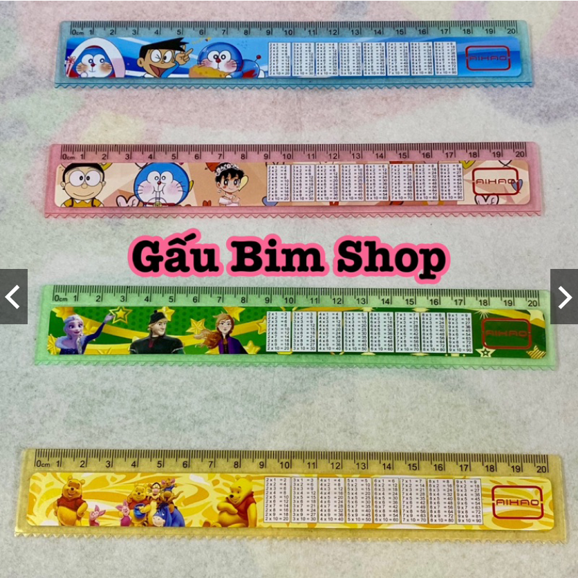 Thước kẻ nhựa 20cm có kèm bảng cửu chương
