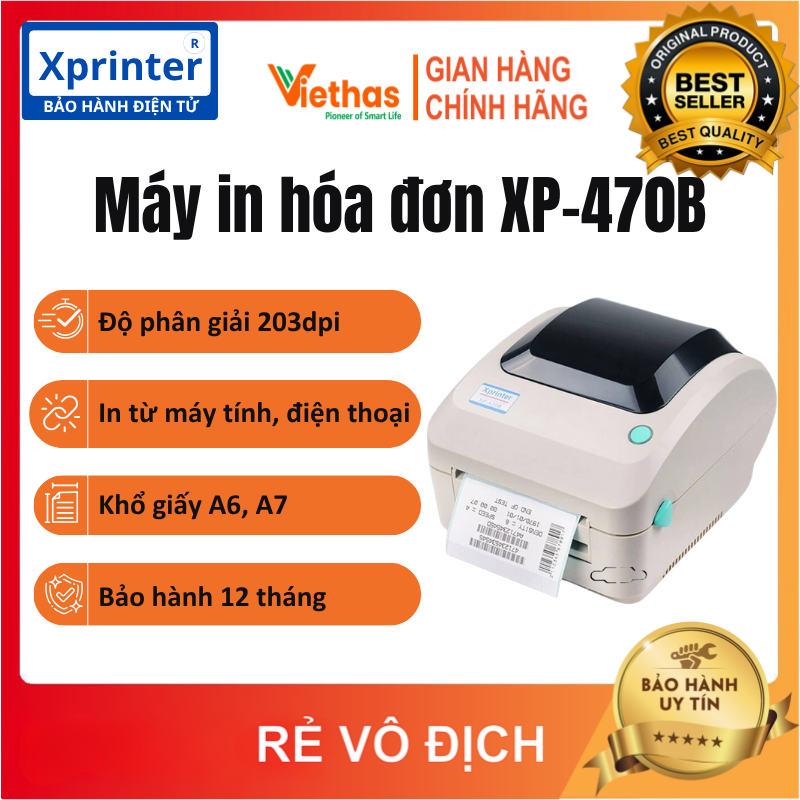 Máy in nhiệt mã vạch xprinter xp-470b xp490b xp460b - tặng kèm phần mềm in mã vạch miễn phí, hỗ trợ kỹ thuật cài đặt online, hướng dẫn sử dụng chi tiết miễn phí