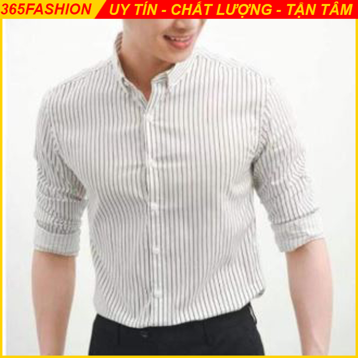 Áo Sơ Mi Nam Kẻ Tăm, Kiểu Dáng Hàn Quốc Body SlimFit, Cực Đẹp, Vải Lụa Chống Nhăn, Sang Chảnh Lịch Sự, Chuẩn Soái Ca - 365fasion