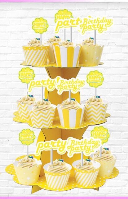 Kệ bánh sinh nhật cupcake 3 tầng trang trí sinh nhật/ thôi nôi / đầy tháng