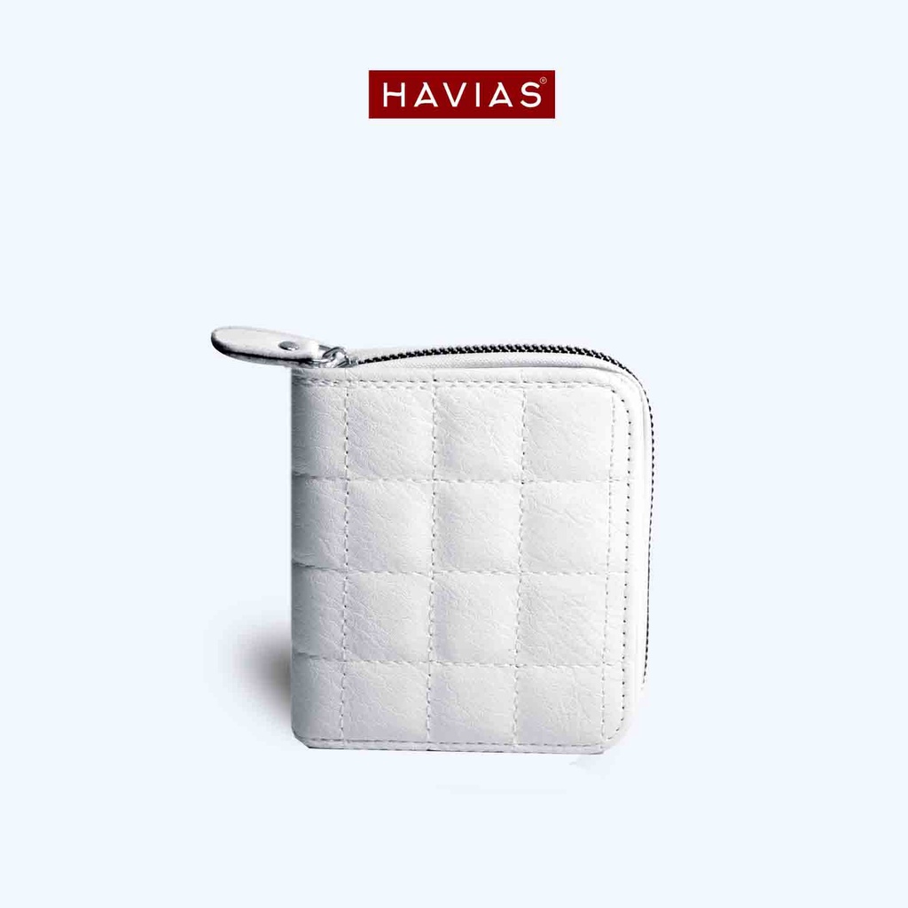 Square havias ví gấp đựng tiền nhiều ngăn nam nữ thời trang da bò nappa thật 100%