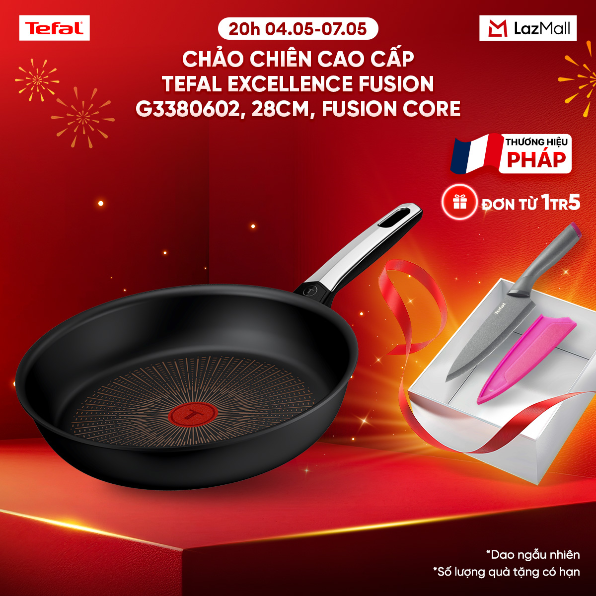 Chảo chiên cao cấp Tefal Excellence Fusion G3380602, 28cm, Fusion Core