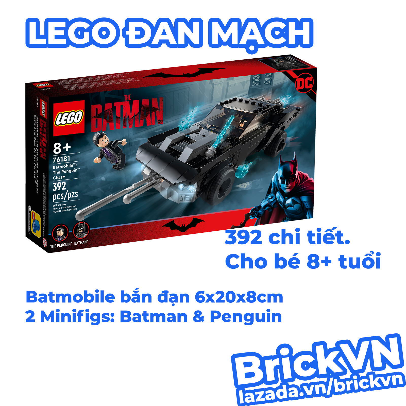 Lego dc super heroes 76181 cuộc rượt đuổi giữa siêu anh hùng người dơi batman & penguin cho bé 8+ tuổi