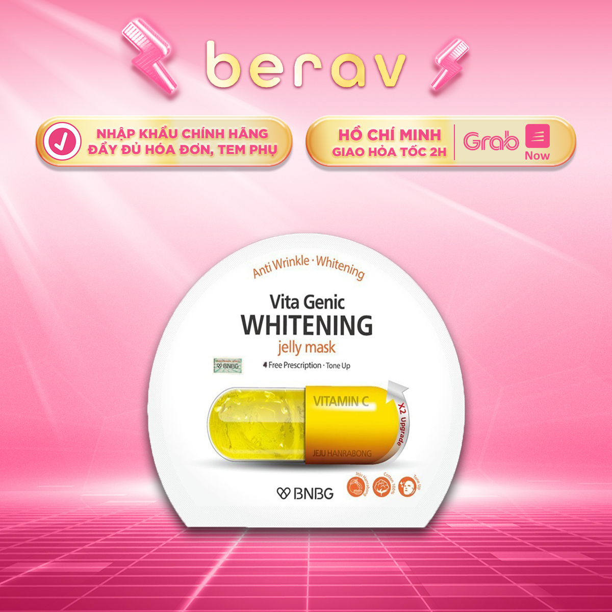 MẶT NẠ BNBG VITAMIN C giúp dưỡng da trắng sáng, làm đều màu da Vita Genic Whitening Jelly Mask 30ml