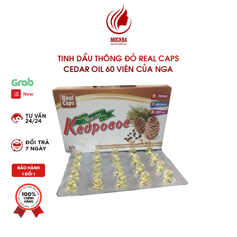 Tinh Dầu Thông Đỏ Real Caps Cedar Oil 60 Viên Của Nga giúp tăng sức đề kháng, nâng cao sức khỏe, cải thiện trí nhớ và ngăn ngừa lão hóa shopmyphamnga_mockba