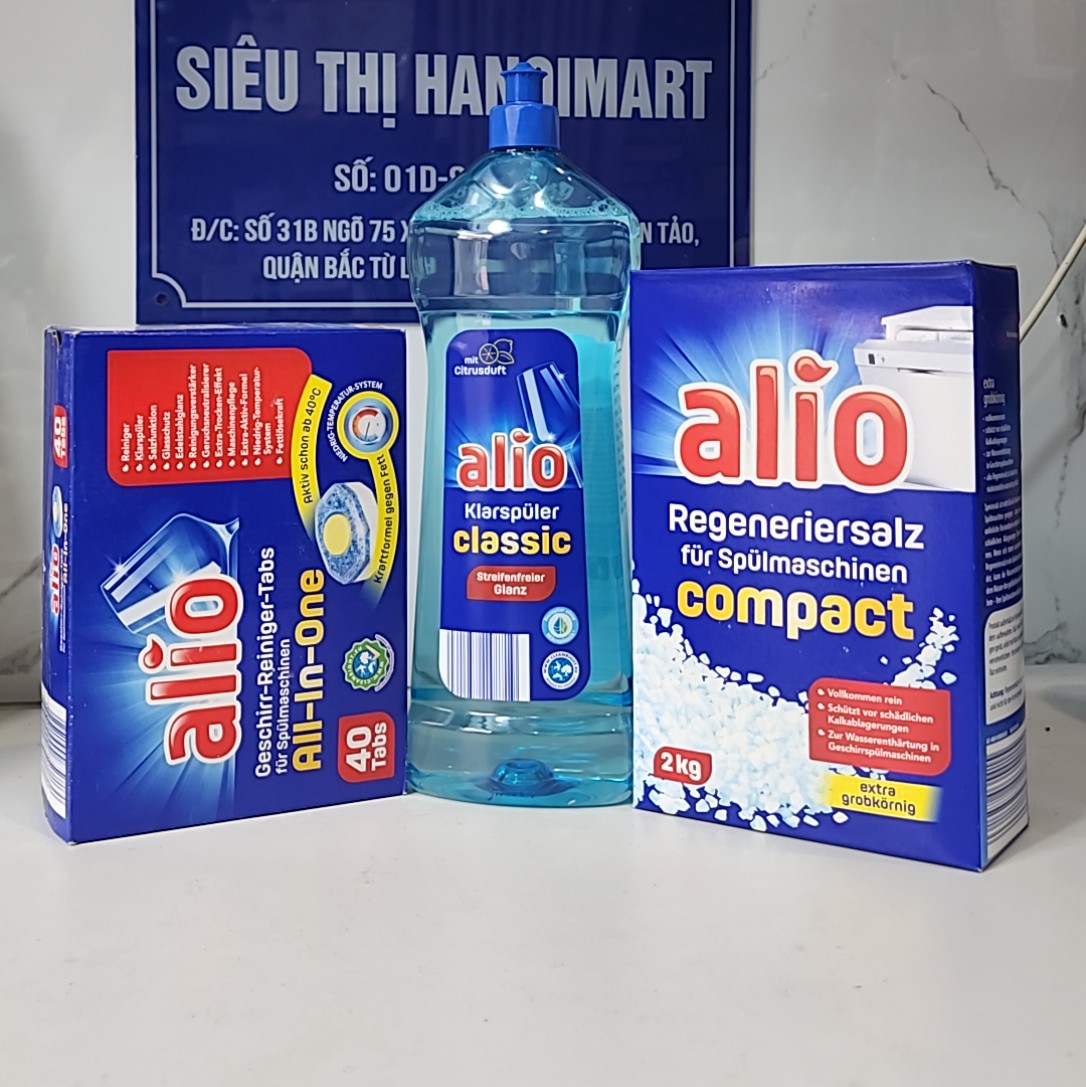 Combo Viên Alio 40 viên hoặc Muối Alio 2kg hoặc Bóng Alio 1000ml dùng cho Máy Rửa Bát